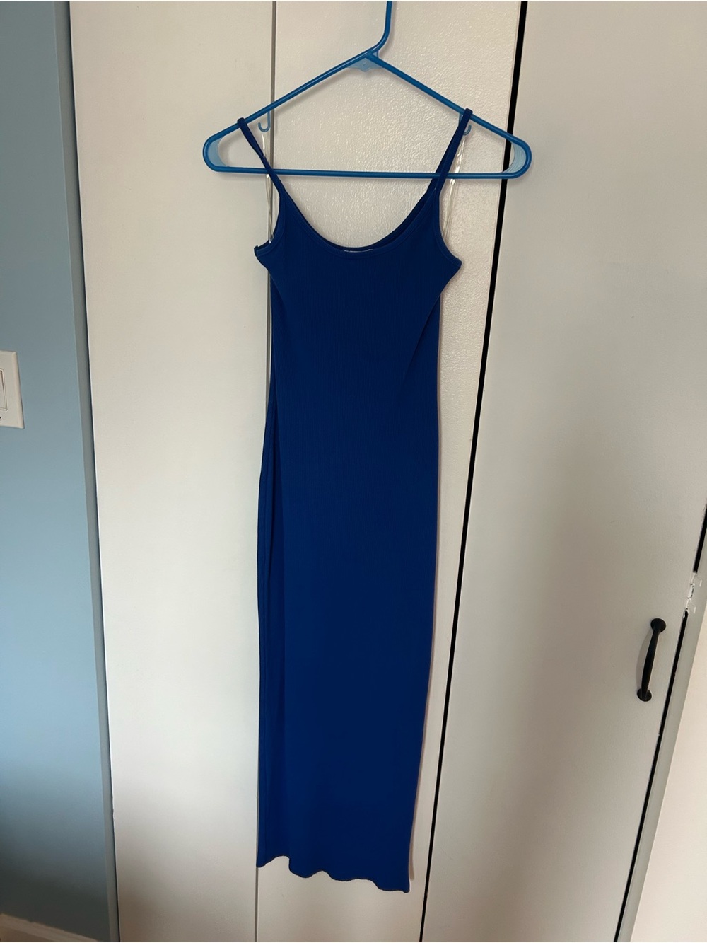 Meshki Cobalt Blue Maxi Slip Dress with Spaghetti Straps